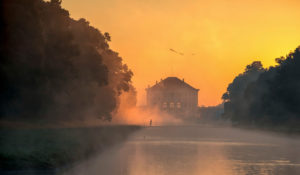 Germany, Bavaria, Mittelkanal with Nymphenburg Palace in the morning Germany, Bavaria, Mittelkanal with Nymphenburg Palace in the morning
